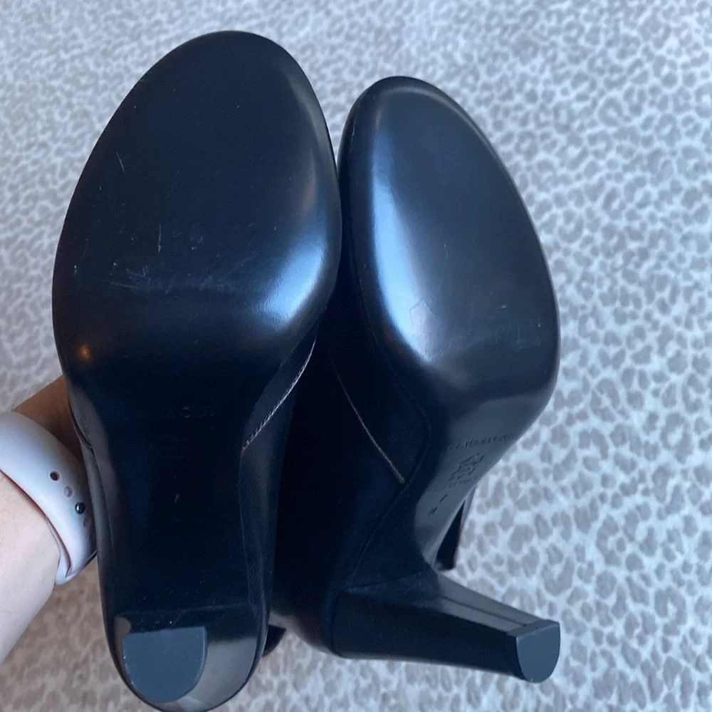 NWOB Claudia Ciuti Italian-Made Over-the-Knee Black Leather Heeled Boots, size 7